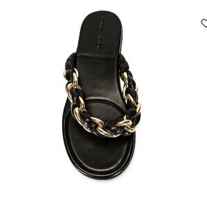 Bottega veneta dot flat sandal. Black and Gold with Box